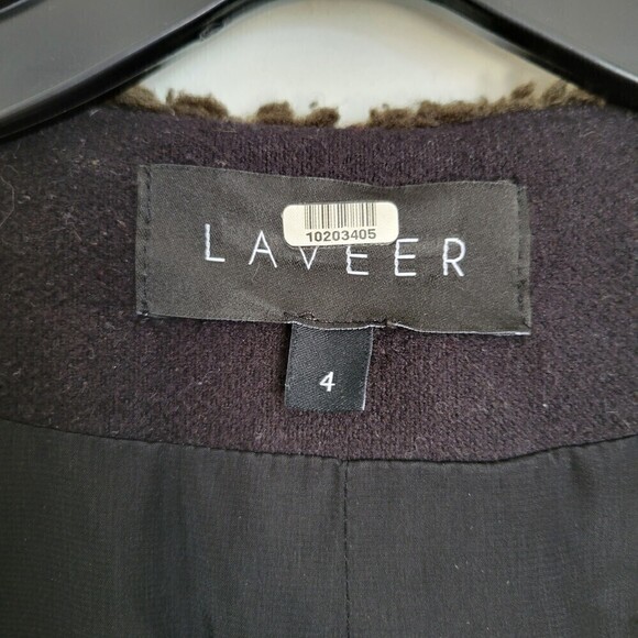 LAVEER Faux Shearling Black Green Colorblock Long Oversized Winter Coat Size 4 - Picture 11 of 13